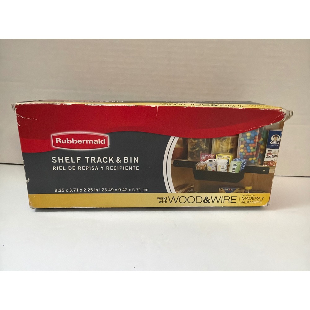 Rubbermaid Shelf Track & Bin Black‎ Sliding Storage for Wood and Wire Shelves